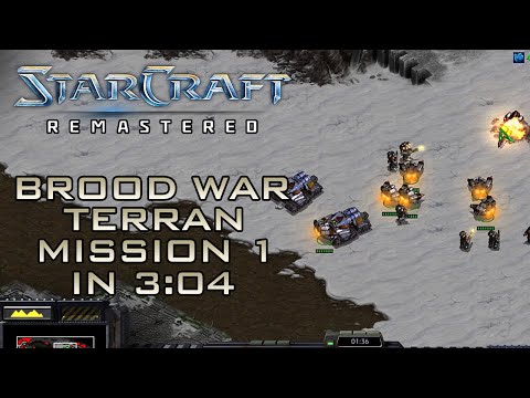 StarCraft Remastered Broodwar Terran Mission 1: First Strike (Speedrun / Walkthrough)