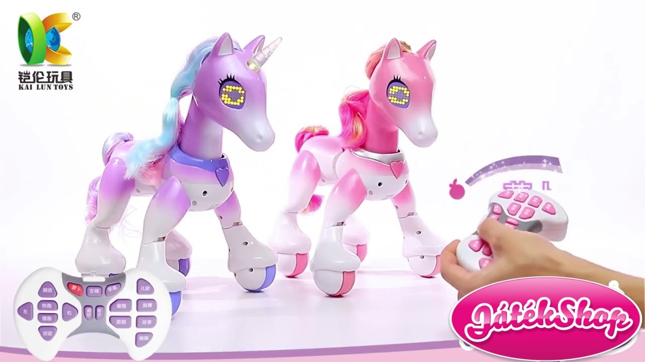 Csodálatos interaktív távirányítós unikornis 28cm videó