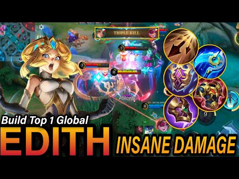 EDITH INSANE DAMAGE 😱🔥|| EDITH BEST BUILD AND EMBLEM 2024 (MLBB)