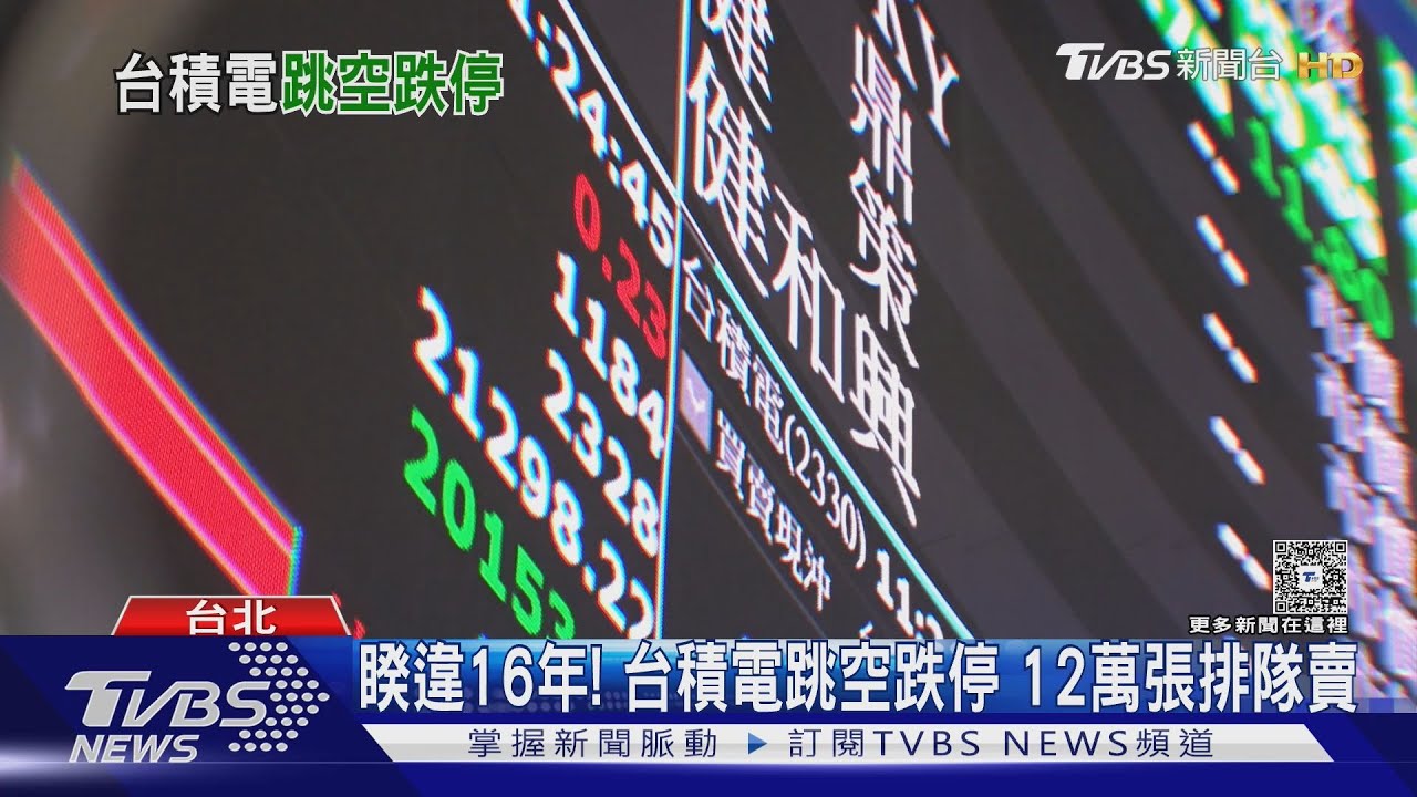 睽違16年!台積電跳空跌停 12萬張排隊賣