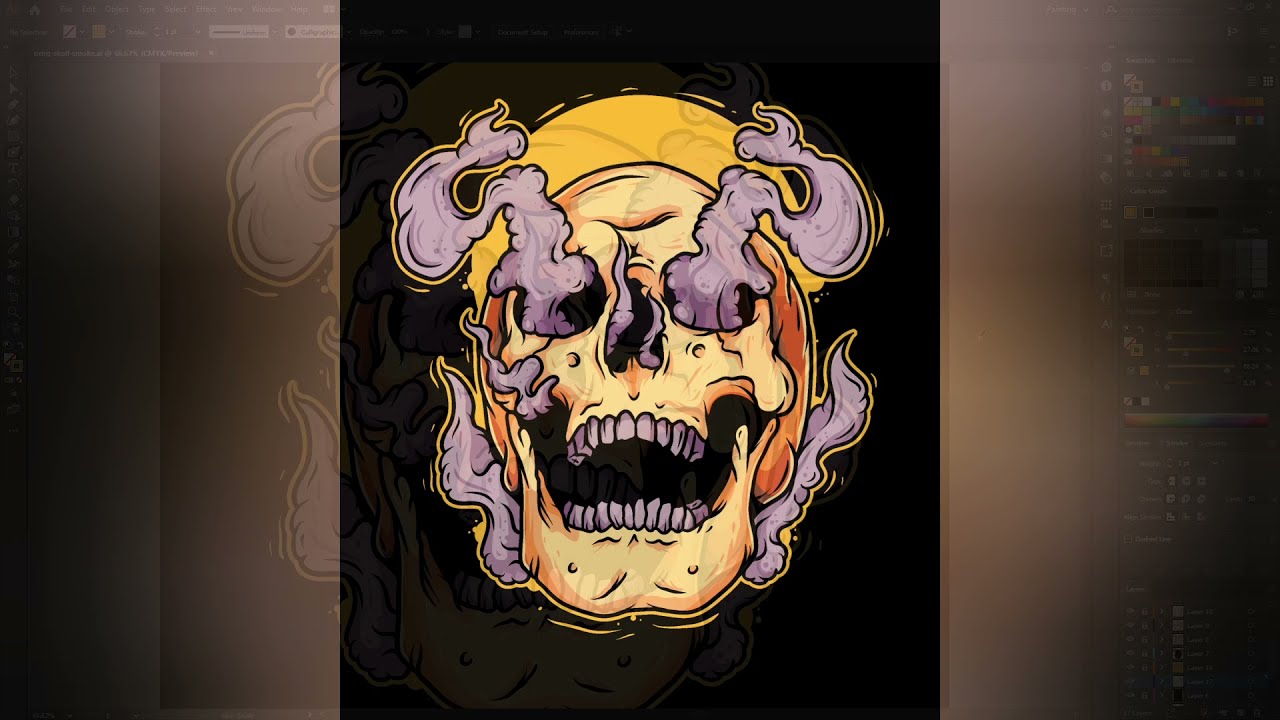 Adobe Illustrator - Vector Art - Halloween Skull (Time lapse)