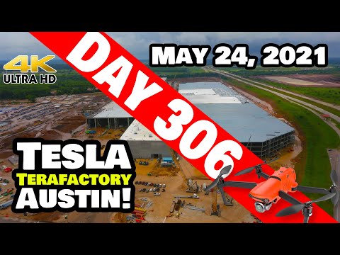 Tesla Gigafactory Austin 4K  Day 306 - 5/24/21 - Tesla Terafactory Texas - GIGA TEXAS RAIN DRENCHED!