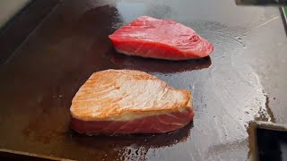 How to sear a TUNA STEAK perfectly (perfect rare 45 seconds)