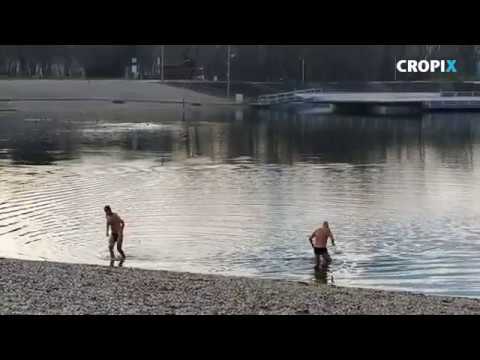 Kupanje u jezeru Bundek na Silvestrovo