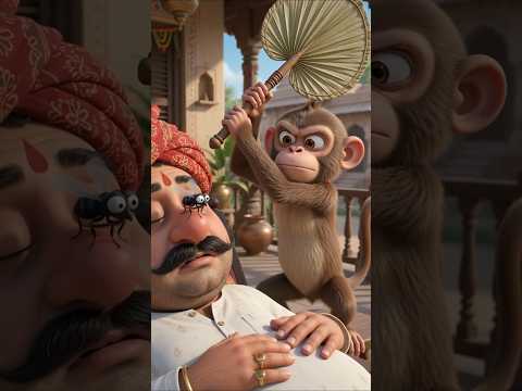 😂 बंदर की सेवा या सज़ा? 😆 मक्खी उड़ गई, सेठ जी का नाक टूट गया! 🤣 #shorts
