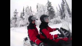 preview picture of video 'Snowmobile and dog race in Lapland'