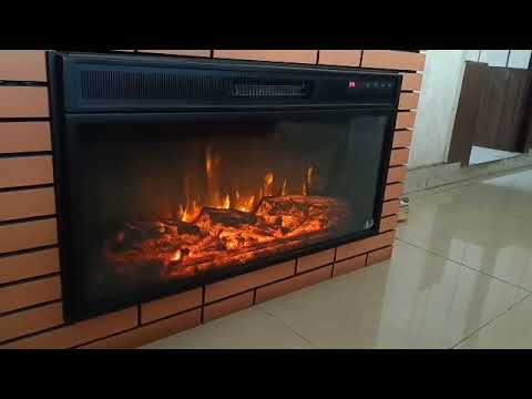 Rva Decorative Electric Fireplace 28 x 16 x 6 Inches With Remote And Heating Option, Matt Black