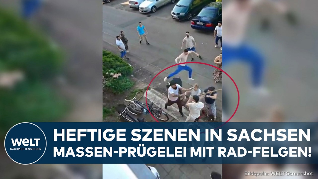 SACHSEN: Heftige Szenen auf Straße! Massen-Schlägerei mit Rad-Felgen und Schaufeln