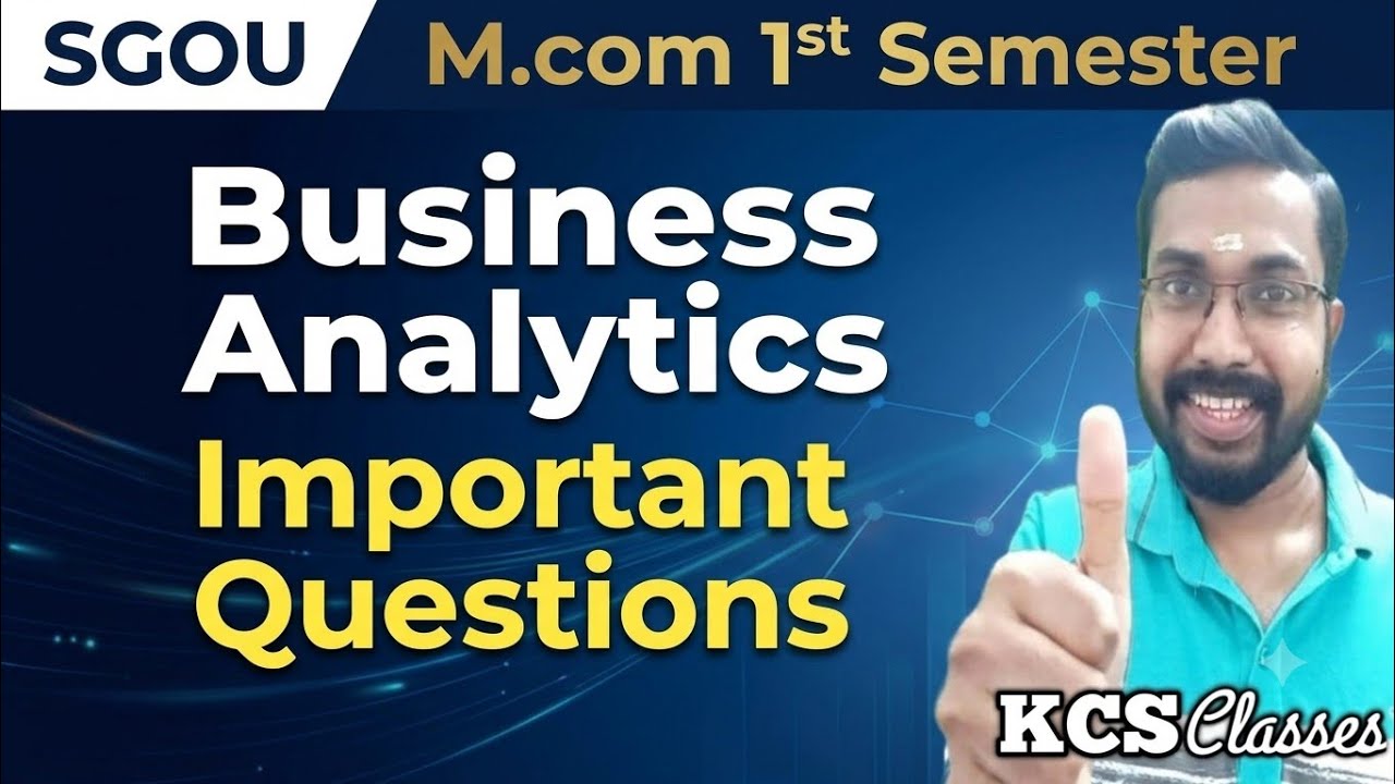 Business Analytics|Important Questions 🔥|SGOU M.com 1st Semester 