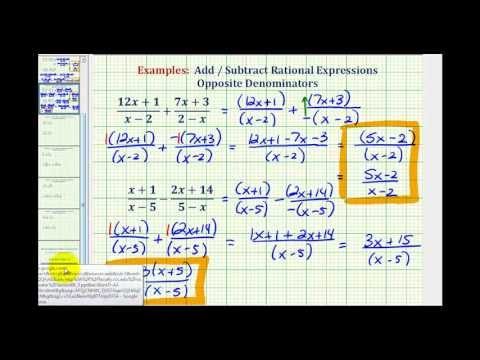 Ex:  Add and Subtract Rational Expressions - Opposite Denominators
