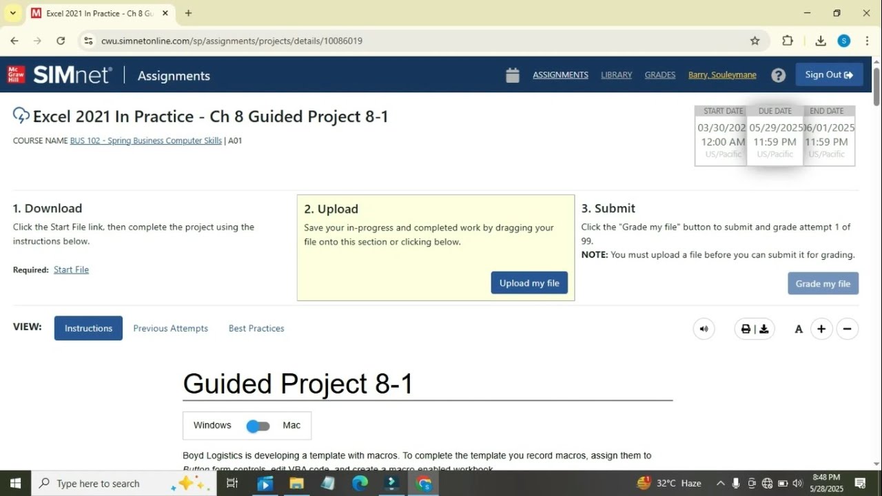 Excel 2021 In Practice - Ch 8 Guided Project 8-1 | SIMnet Assignment | Excel 2024 Guided Project 8-1