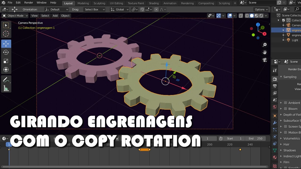 Blender 3D - GIRANDO ENGRENAGENS COM O COPY ROTATION