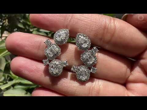 Multi Shape Halo Diamond Drop Earrings @ourosjewels