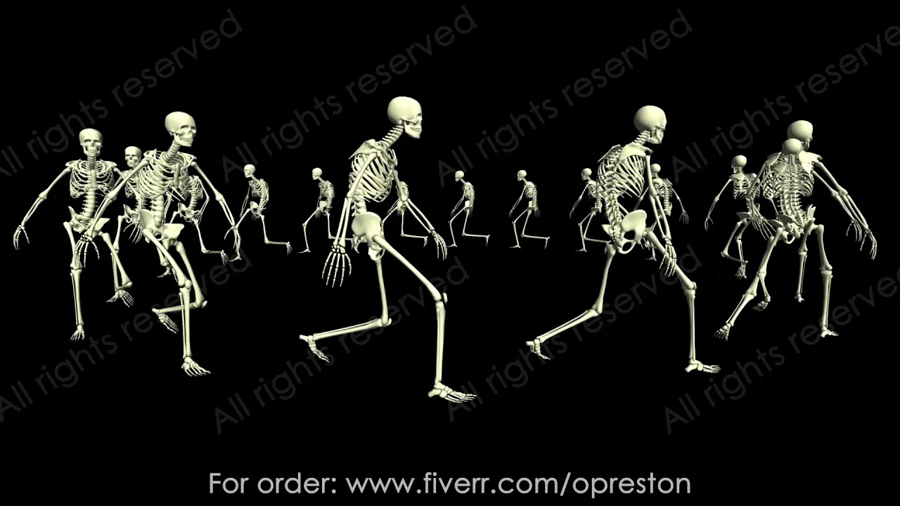 Set di animazioni 3D con scheletro truccato 3 - 25 in 1 Modello 3D