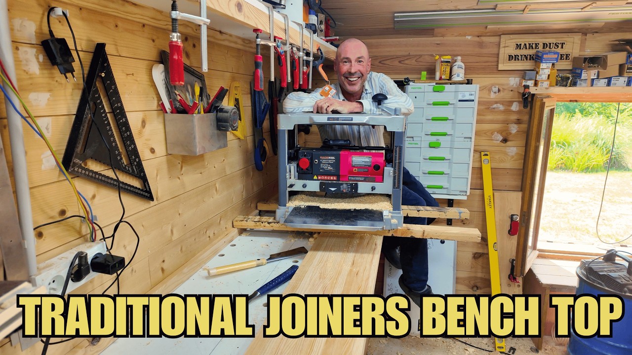 Traditional Workbench Top with the help of FINDBUYTOOL's Thickness Planer.