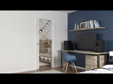 Porte en bois à peindre -galandage -acoustique L930 43DB -reconditionné ECLISSE