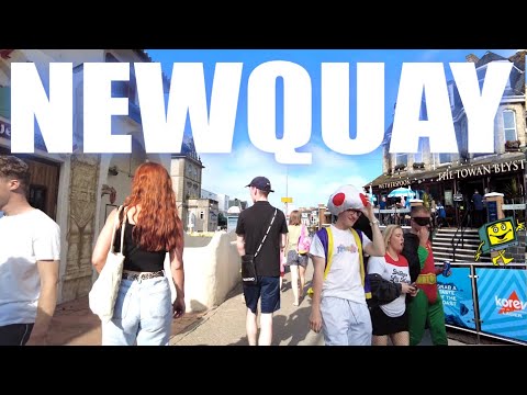 NEWQUAY Cornwall 2021 - Town Centre to Tolcarne Beach - 4K Virtual Walk