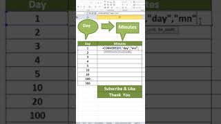 Convert days into minutes in excel #shorts