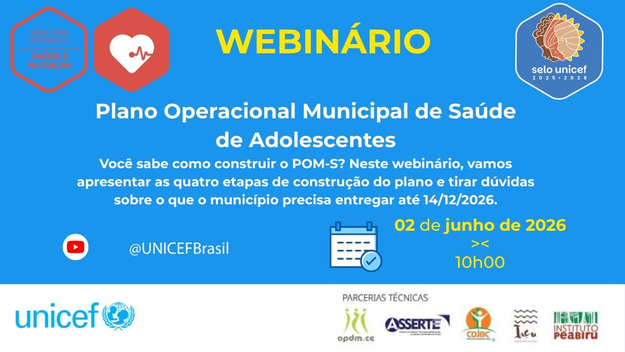 Selo UNICEF - Plano Operacional de Saúde de Adolescentes