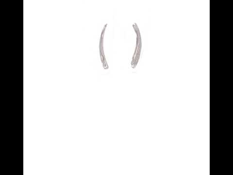 14k White Gold Real Diamond Ear Climber Earrings