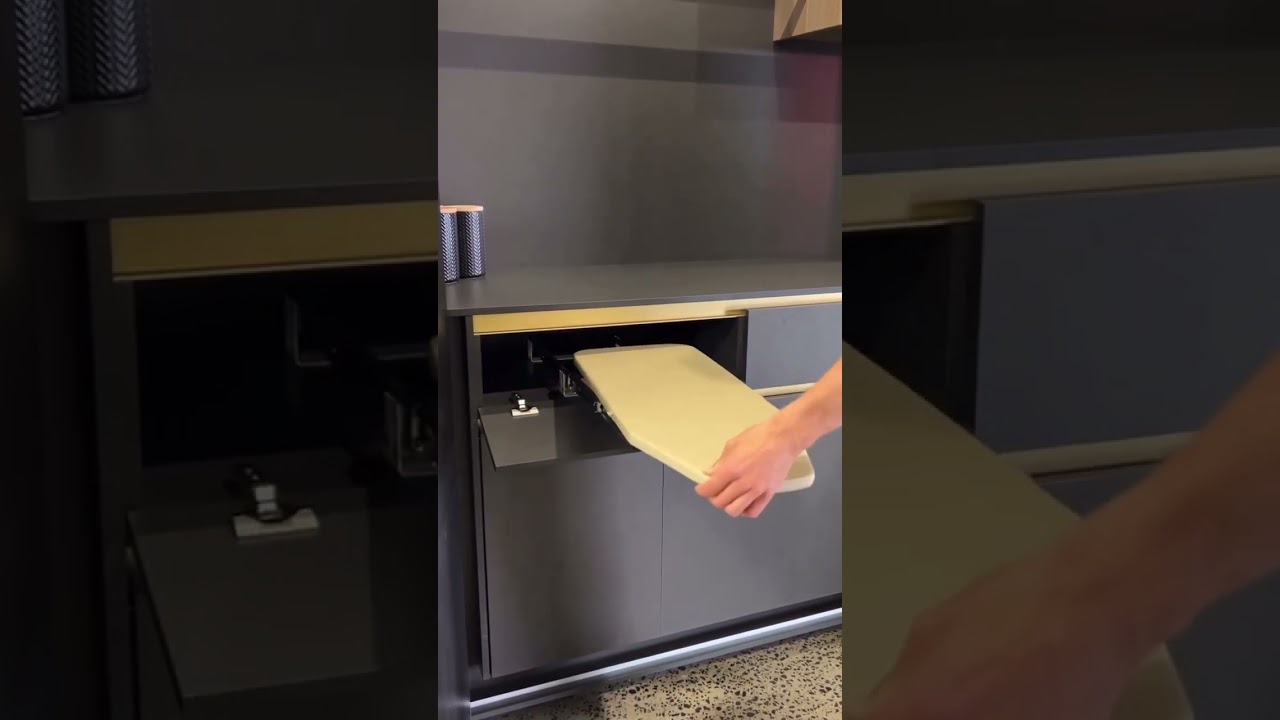 Kia Ora Pull-Out Ironing Board #designinspiration  #kitchendesign  #storage #interiors