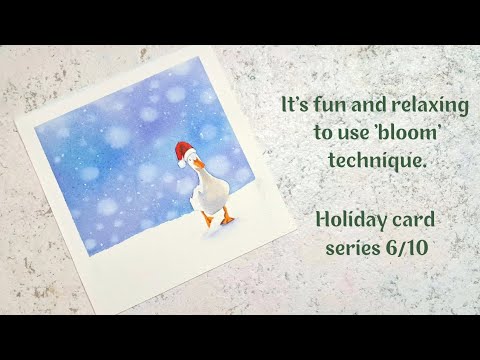 Watercolor Christmas card painting for beginners.