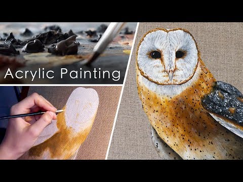 Acrylic Painting of a Barn Owl
