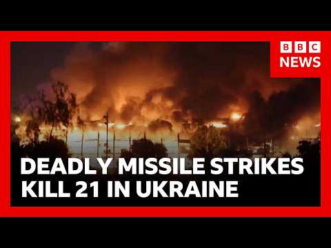 Deadly night in Ukraine as 21 killed in massive Russian missile attack | BBC News