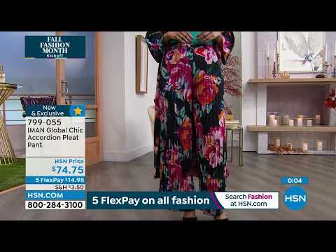 IMAN Global Chic Accordion Pleat Pant