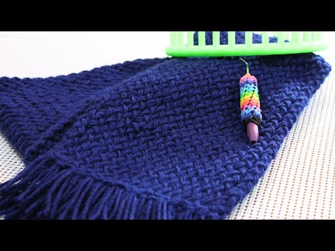 How to loom knit an eWrap Scarf Step by Step for Beginners. VERY Detailed use round or long loom.  