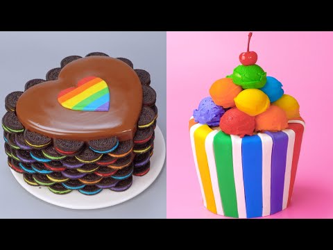 Vídeos satisfatórios | Mais de 1000+ receitas saborosas de decoração de bolo de chocolate arco-íris