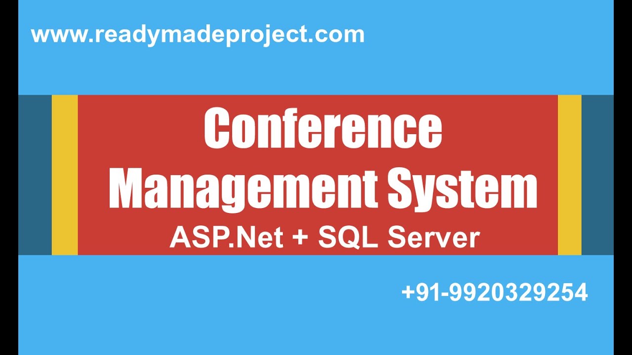 Conference Management System ASP.NET Working and Configuration Demo by readymadeproject.com