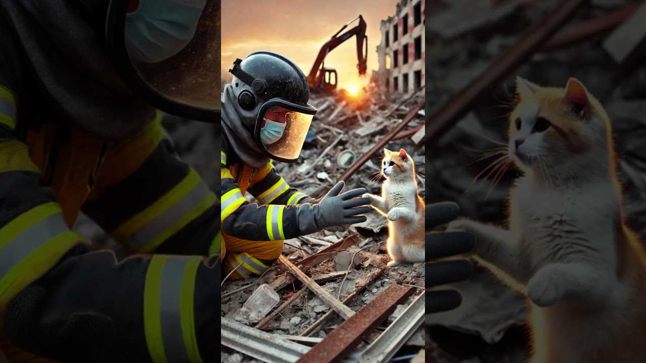 Surviving the Storm: A Cat’s Fight for Life in a Natural Disaster 🙀🌊🔥  #cat #funnycat #cute #ai
