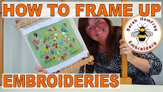 How to attach hand embroidery or cross stitch to a frame | Hand embroidery flosstube tutorial