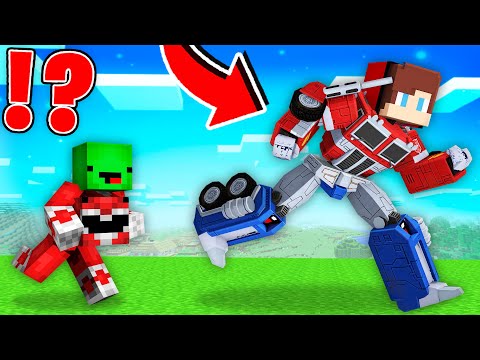 TRANSFORMER Speedrunner vs POWER RANGER Hunter in Minecraft - Maizen JJ and Mikey