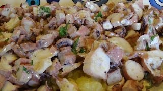Antipasto di mare: insalata di tentacoli di totano con le patate