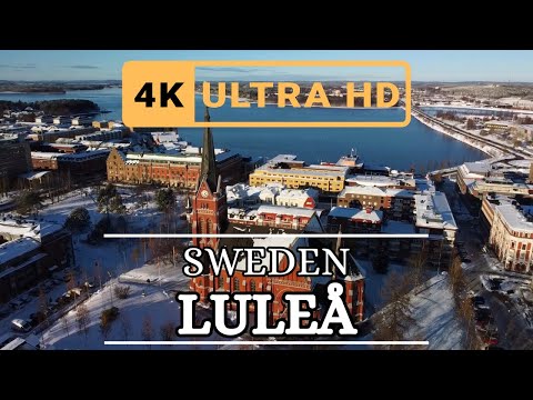 Luleå City Sweden 4k Drone View