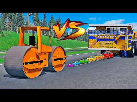 INSANE BELAZ vs THE BIGGEST ROAD ROLLER in BeamNG.drive