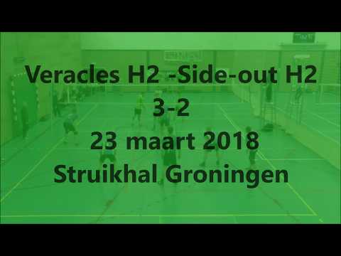 Volleybalwedstrijd Chef Piri Piri Veracles H2 tegen Side-out H2 op 24 maart 2018 in Groningen