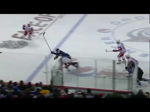 Ian White hipchecks Milan Hejduk [HD]