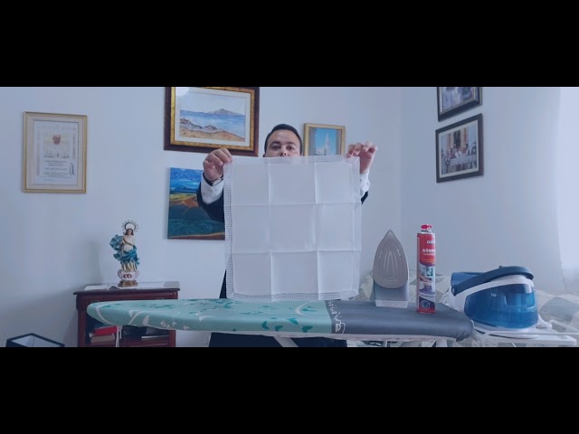 Vídeo relacionado con LALADEFIEE Toalla purificadora para Altar, paño de comunión de Lino con Cruz Bordada, 44 x 25 cm. Reemplazo de purificador Bordado para sacristía para misas católicas y Celebraciones de Bautismo.