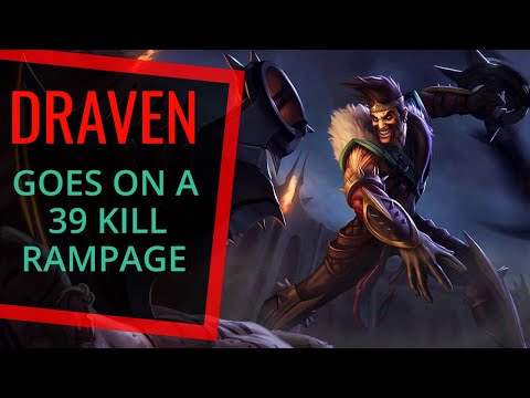 DRAVEN GOES ON A 39 KILL RAMPAGE!!! •PLATINUM ELO• Best Draven World - Vincent´s Draven