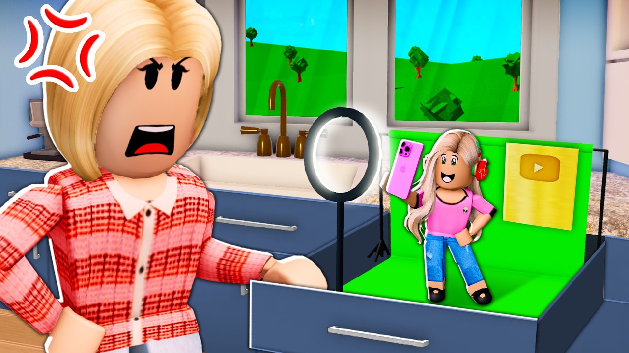 I Built A Secret YOUTUBER STUDIO To Hide From My MEAN MOM! (Roblox)