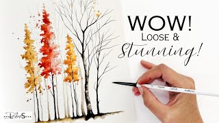 Wow!! 😱 I Can’t Believe THIS is Beginner Friendly! 😍 Cozy No-Stress Easy Autumn Tree Watercolor