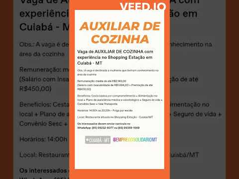 'Vagas Gratuitas de Emprego em Cuiabá e Várzea Grande' - diversas áreas (Abril/2024) - parte 10