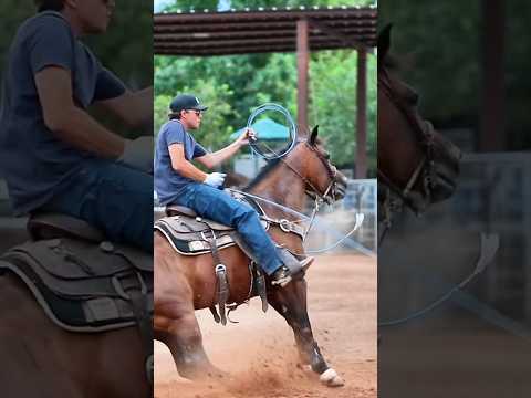 Don’t blink! #fast #time #roping #teamroping #horses #steer #ropeclub #arena #practice