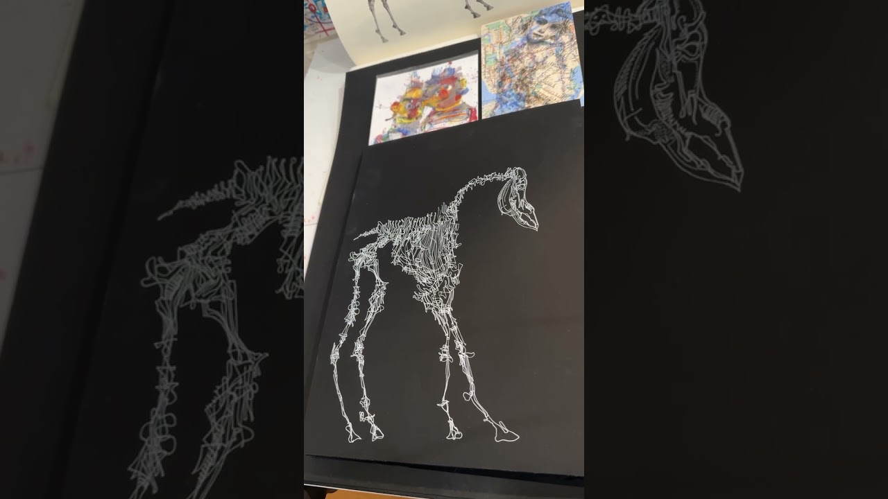 Vampire draws live horse skeleton. Ink art. #artist #inked #anatomy #fineart #kunst #fineart #draws