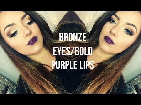 BRONZE EYES/ BOLD PURPLE LIPS! CLUBBING LOOK!