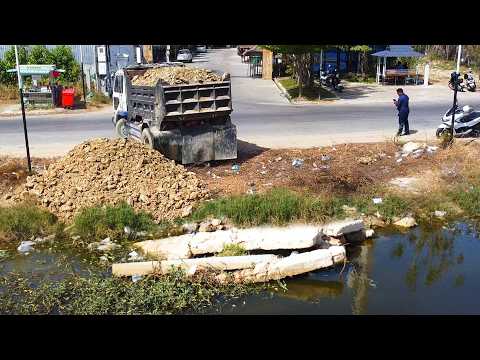 First Start Amazing PROJECT!! LANDFILL Delete Useless Deep Fish Pond Use D20P Dozer & 5Ton Truck.