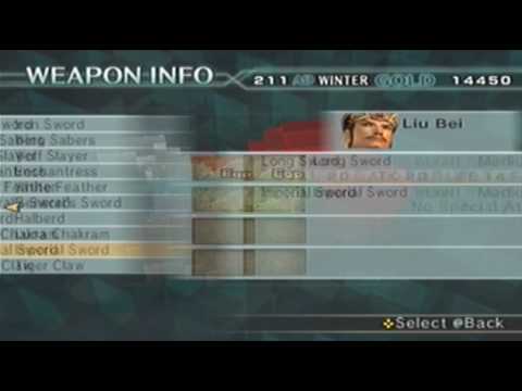 Dynasty Warriors 5 Empires - How to Obtain All 3 Weapons..